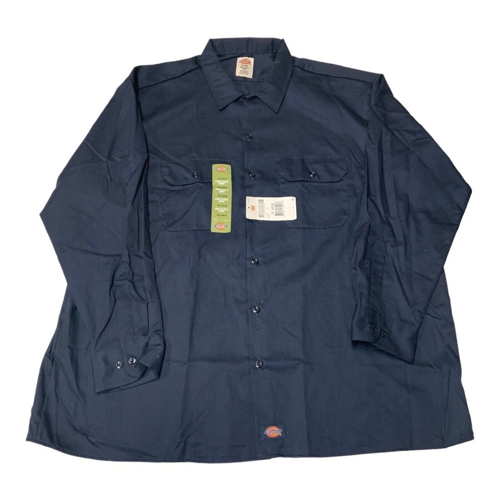 Dickies Mens Long Sleeve Navy Original Work Shirt  Size 2XL NWT